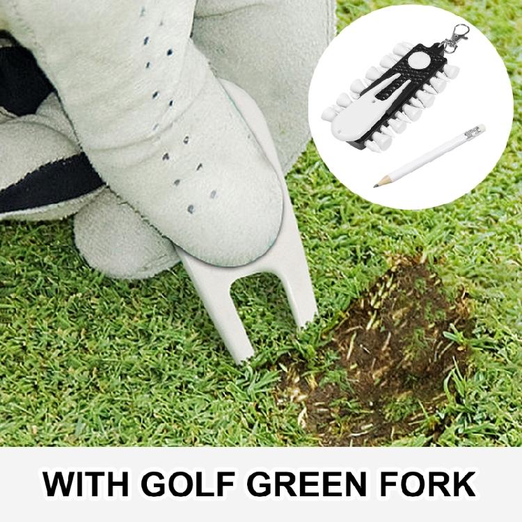 Golfs Tees Holder Portable Golfs Tees Carriers Hanging Stand with 12pcs Tees, Green Fork, Pencil, GolfBall Marker