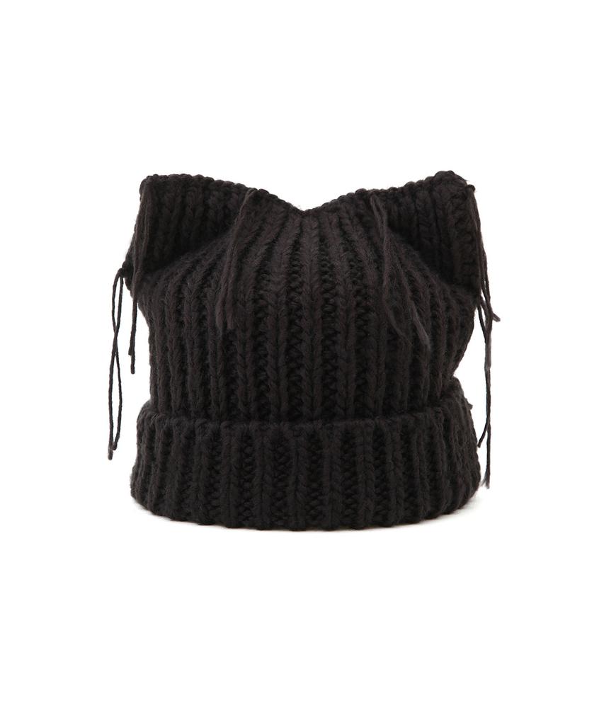 Chyami Kitty Knit Black Beanie