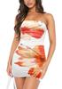 European & American Style Strapless Printed Bodycon Sexy Short Dress