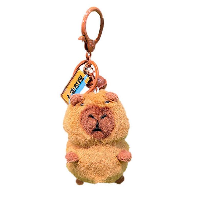 

Capybara Hamburger Back Crow Cartoon Design Plush Keychain For Car Key Fob Gift Mini Plush