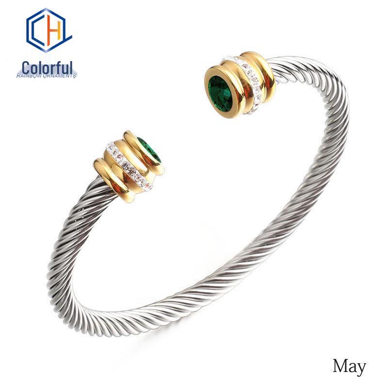 European & American 18K Gold-Plated Stainless Steel Bracelet with Zirconia