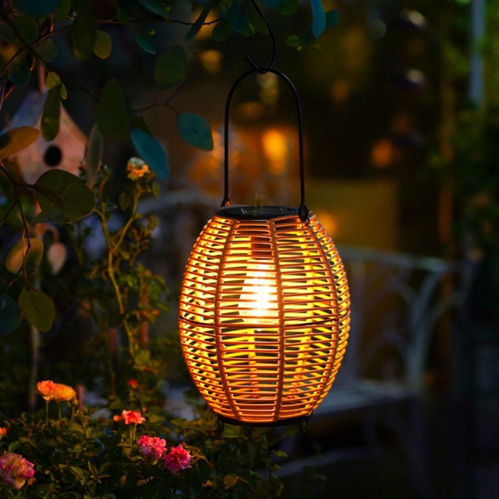 With Handle Yard Lantern Landscape Weave Wind Lamp Chinese Style Solar  Imitation  Lantern  Outdoor