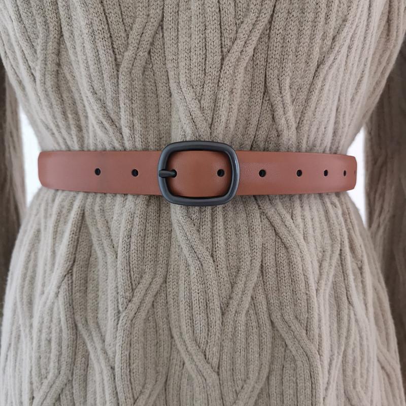 Color Genuine Solid Leather Belt Women Alloy Closure Fashion Summer Wardrobe