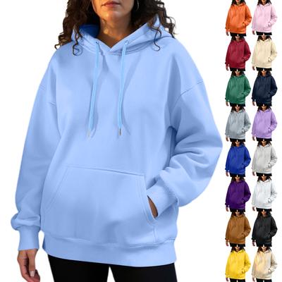 Damenmode Einfarbig Lässiger Langarm-Hoodie