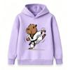 Kids Boys Girls Casual Pullover Hoodie, Funny Capybara Taekwondo Black Belt Karate Kick Cartoon Print Soft Hooded Sweatshirt for Children Daily Wear