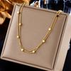 Gold Double Layer Snake Bone Chain Necklace with Cube Beads Minimalist Choker Necklace for Women Daily Wear