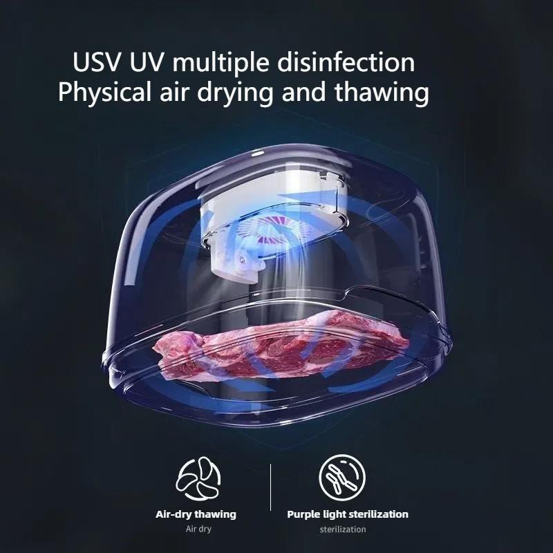 Meat Defroster Machine Large Capacity Kitchen Meat Defrosting Tray Electric Defroster Box Rechargeable UV Terilization Thaw Box