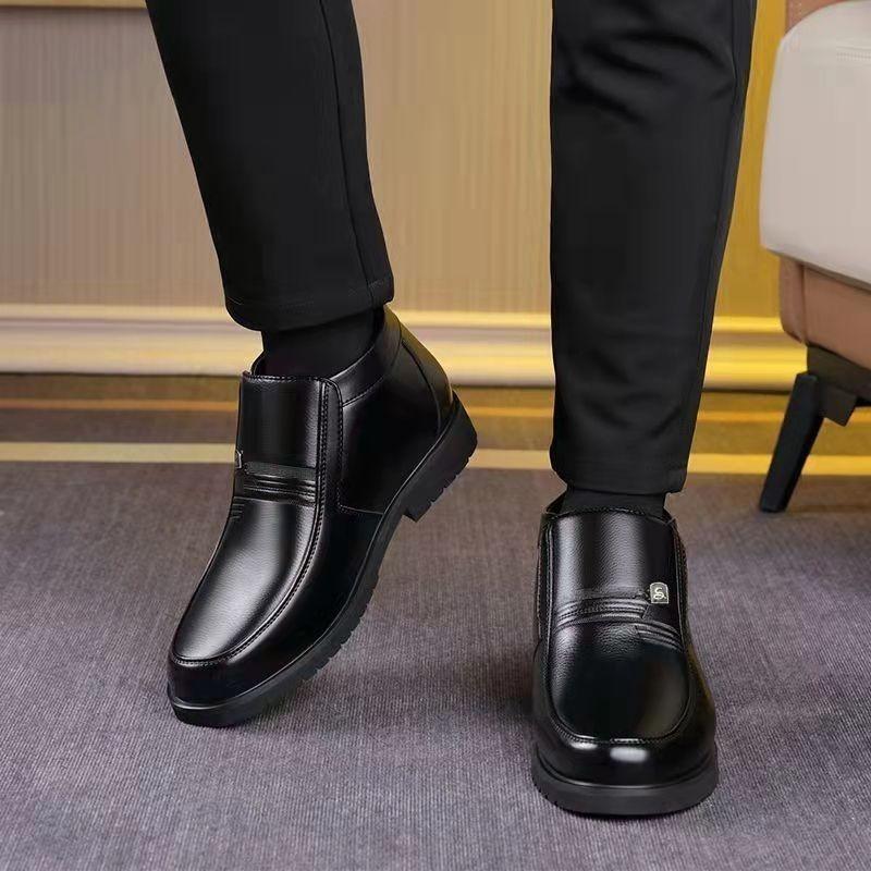 [Genuine leather wool] cotton shoes men's velvet warm winter thickened non-slip cotton leather shoes