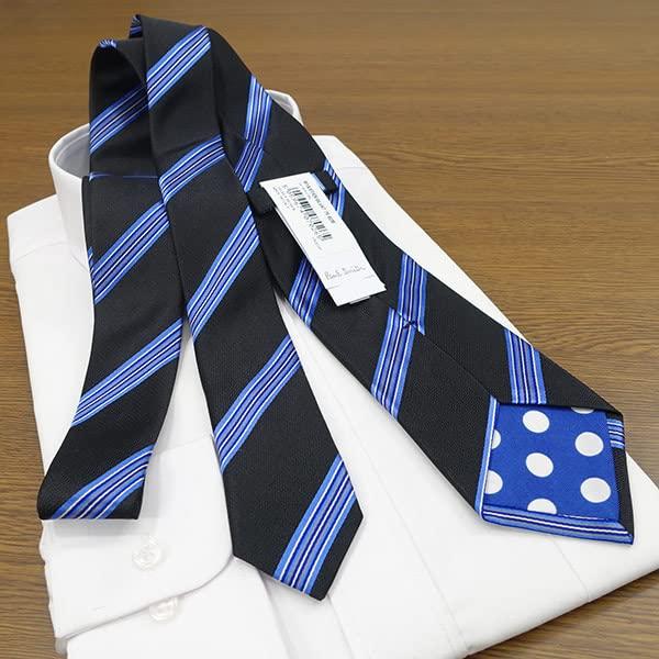 Paul Smith Necktie with Ribbon, Paul Smith Case & Shopping Bag (REDROSE Original) PS31 BlackBlue (Gift, Birthday, Gift Wrapping) [Item]