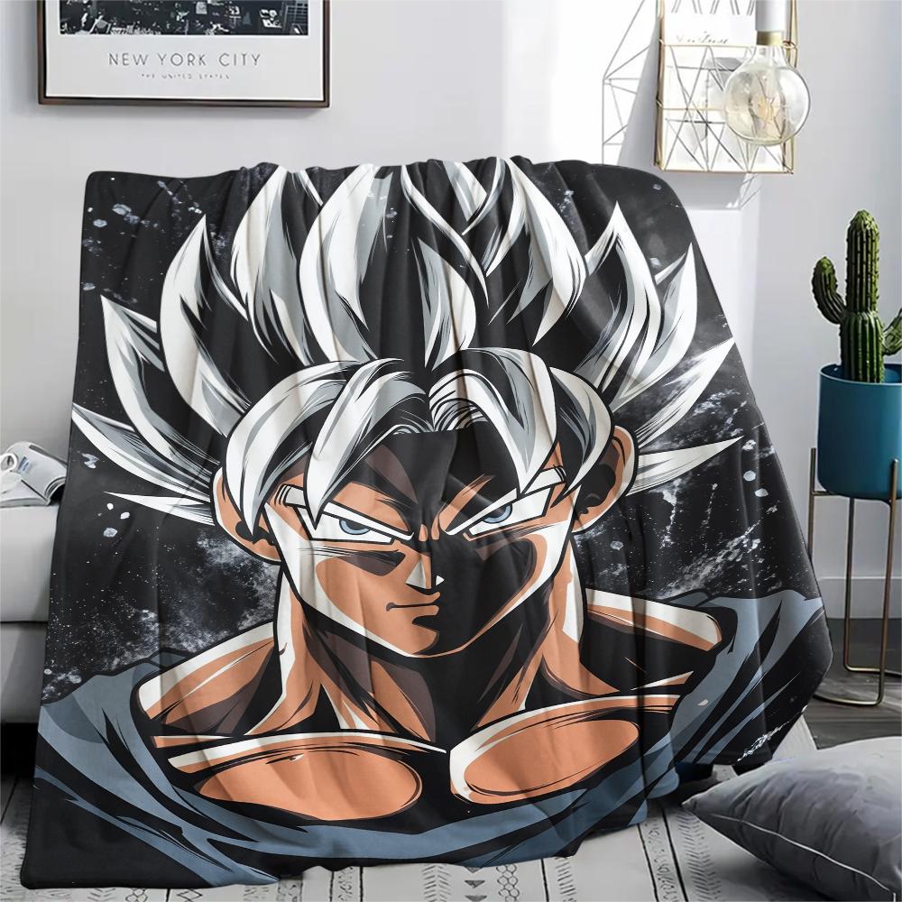 Goku Dragon Ball Cartoon Pattern Flannel Blanket, High Quality Comfortable for All Seasons, Home Decor, Warmth and Comfort, Perfect for Gifts.