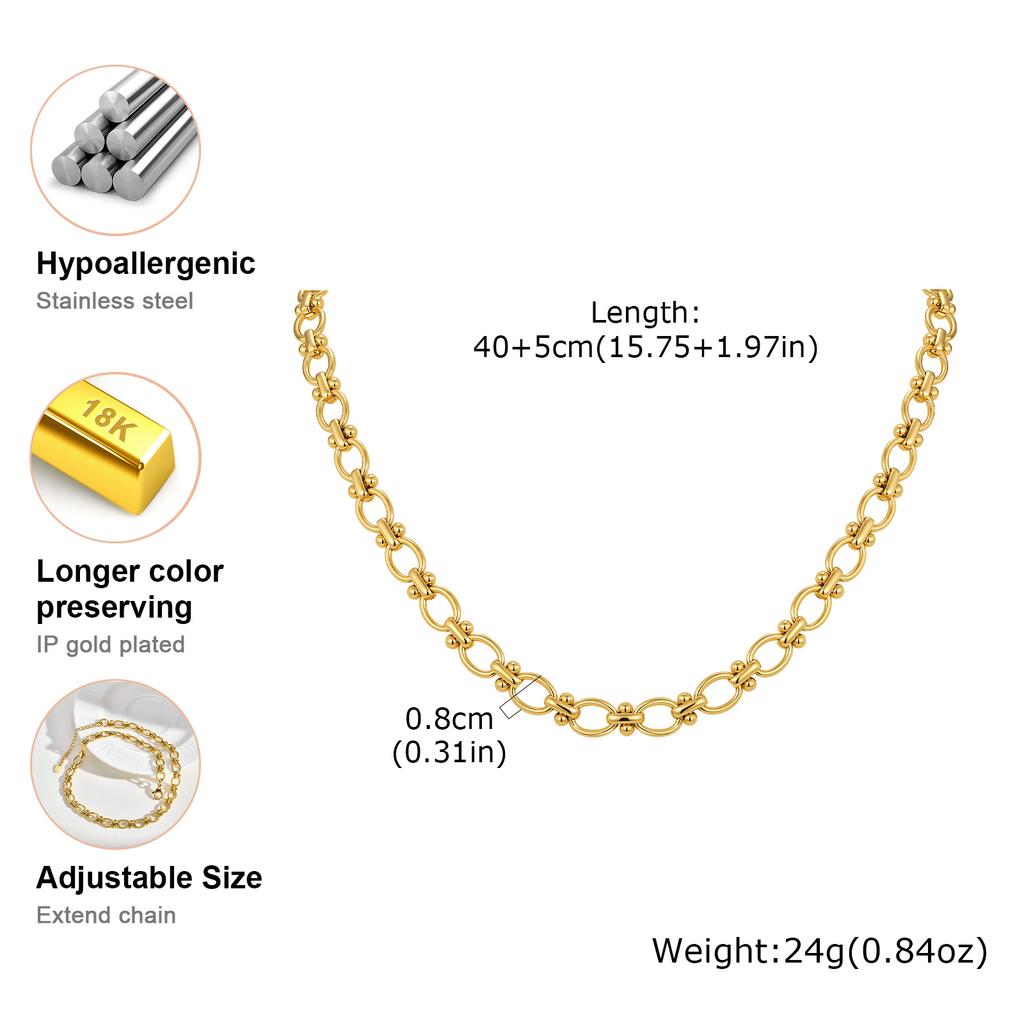 Solid Stainless Steel Chunky Chain Necklace for Women, Simple Link Chain Chokers, Fashion Non Tarnish Jewelry