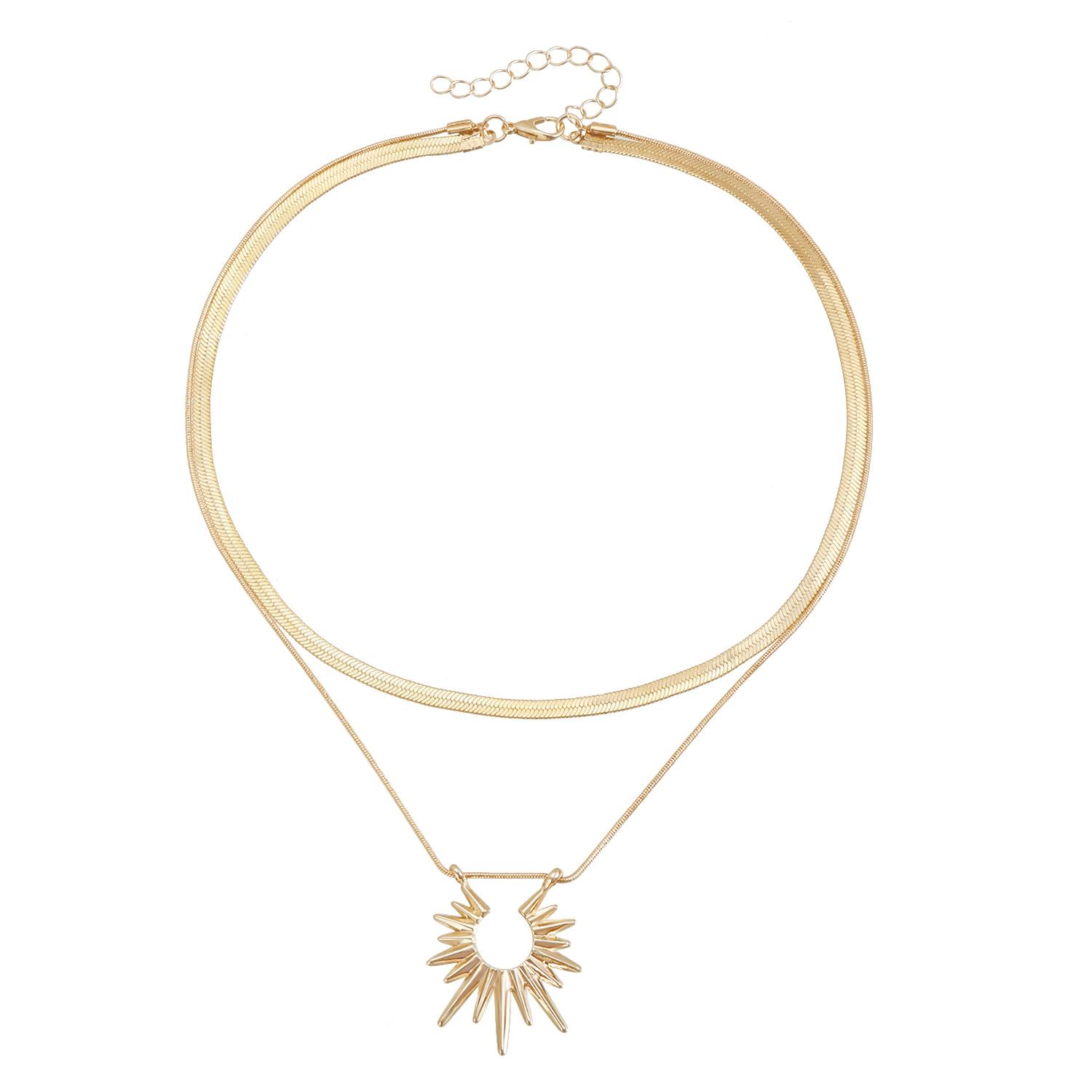 

INS Sun Snake Bone Clavicle Chain Premium Niche Accessories Cold Wind Cool Tide Double Necklace золотий