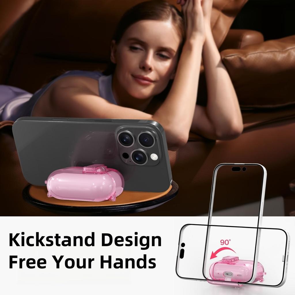 Transparente Hülle für AirPods Pro 3 Hülle mit Handyhalterung und Sicherheitsverschluss Automatisches Aufklappdeckeldesign mit Reinigungsstiftabdeckung für AirPods Pro 3