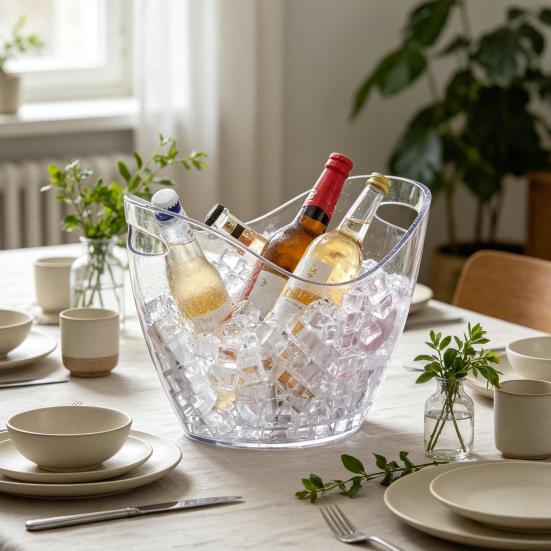 Cubo de Hielo en Forma de Lingote Gran Capacidad Doble Asa Refrigerador Portátil para Cerveza Champaña Vino Cubo de Hielo Resistente para Fiesta Camping Picnic Barra de Casa