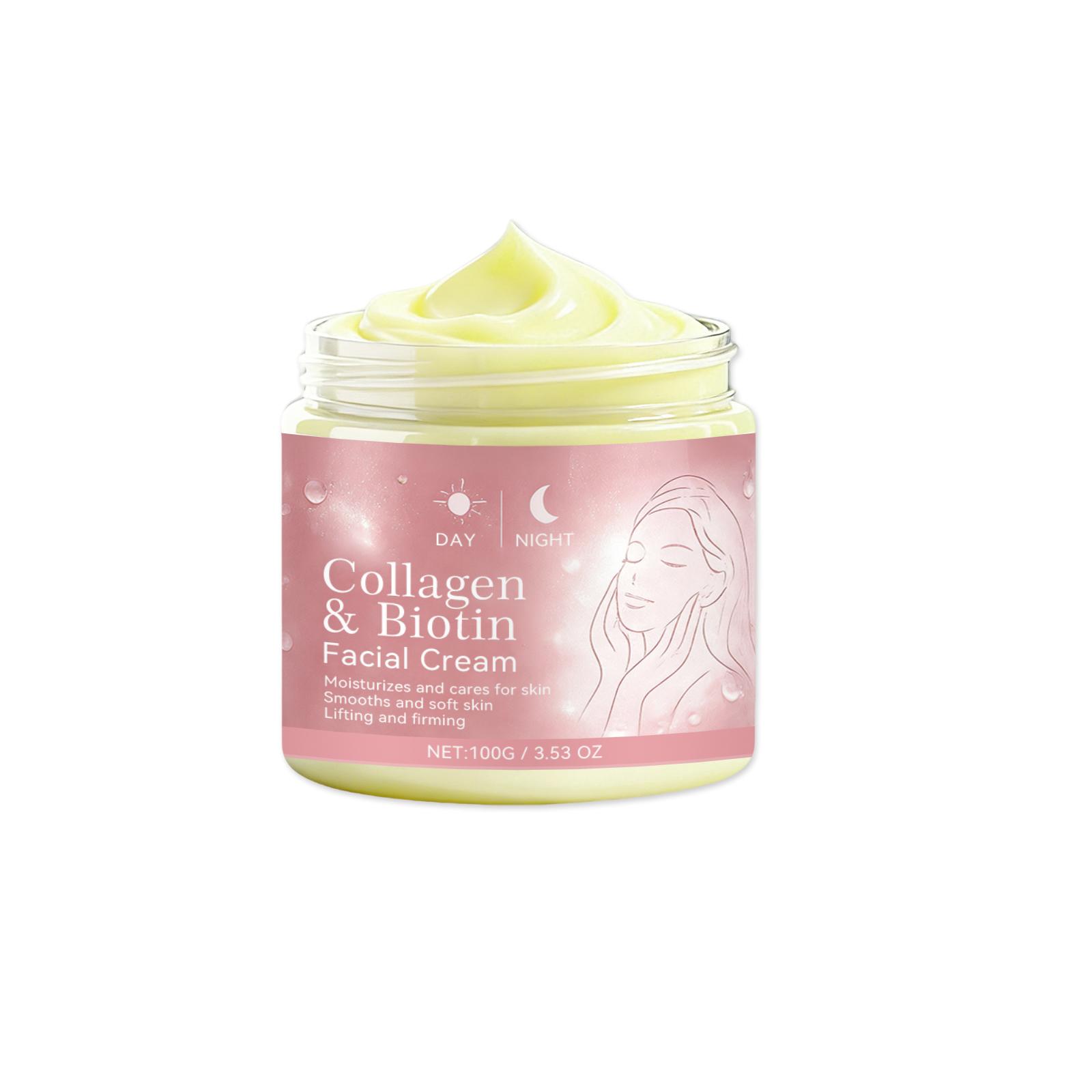 Collagen Biotin Day and Night Cream Hydrating, Moisturizing, and Soft Facial Skin Daily Skin Care Cream