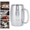 Tasse à bière à double paroi en acier inoxydable avec poignée pour boissons froides