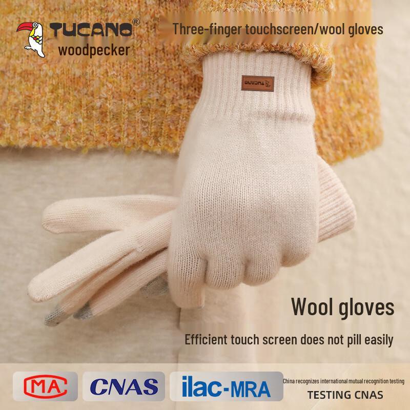 

Женские зимние шерстяные перчатки премиум-класса Woodpecker с сенсорным экраном