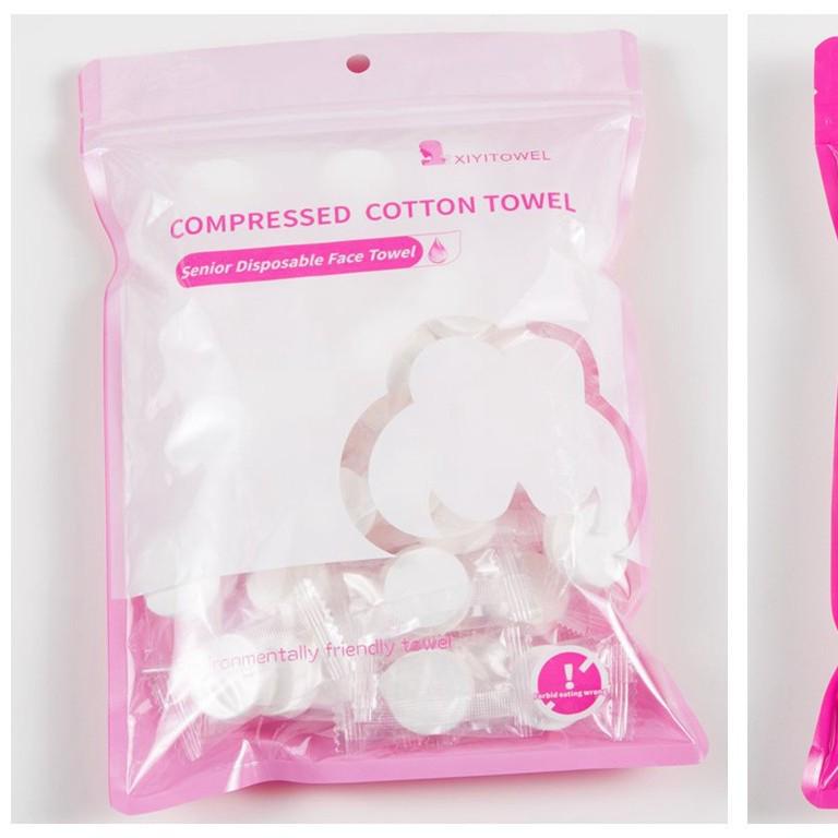 

Compact Rice Towel - 50 Pure Cotton Compressed Face Wipes with Pearl Pattern 20x22 cm