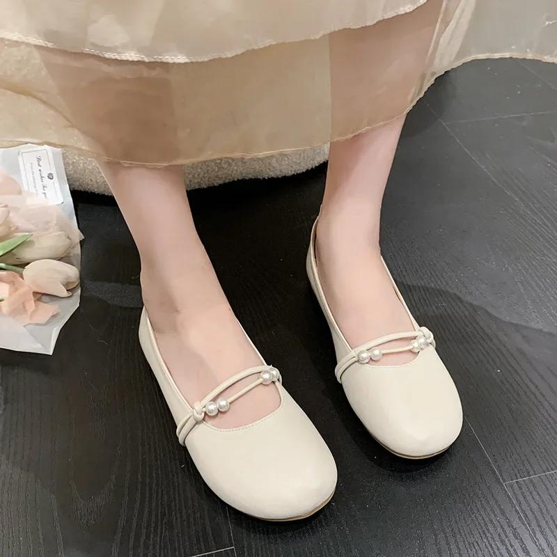 Fashion Sweet Flat Bottom Women's Shoes Easy To Wear Fairy Tale Style Spring Autumn Season Solid Color Rubber Sole Comfortable Footwear