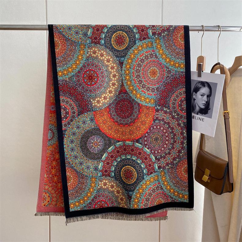 

Шарф в этническом стиле, женская зимняя теплая шаль, Юньнань, Тибетский туризм с накидкой, этническая шаль Tide 190x65cm