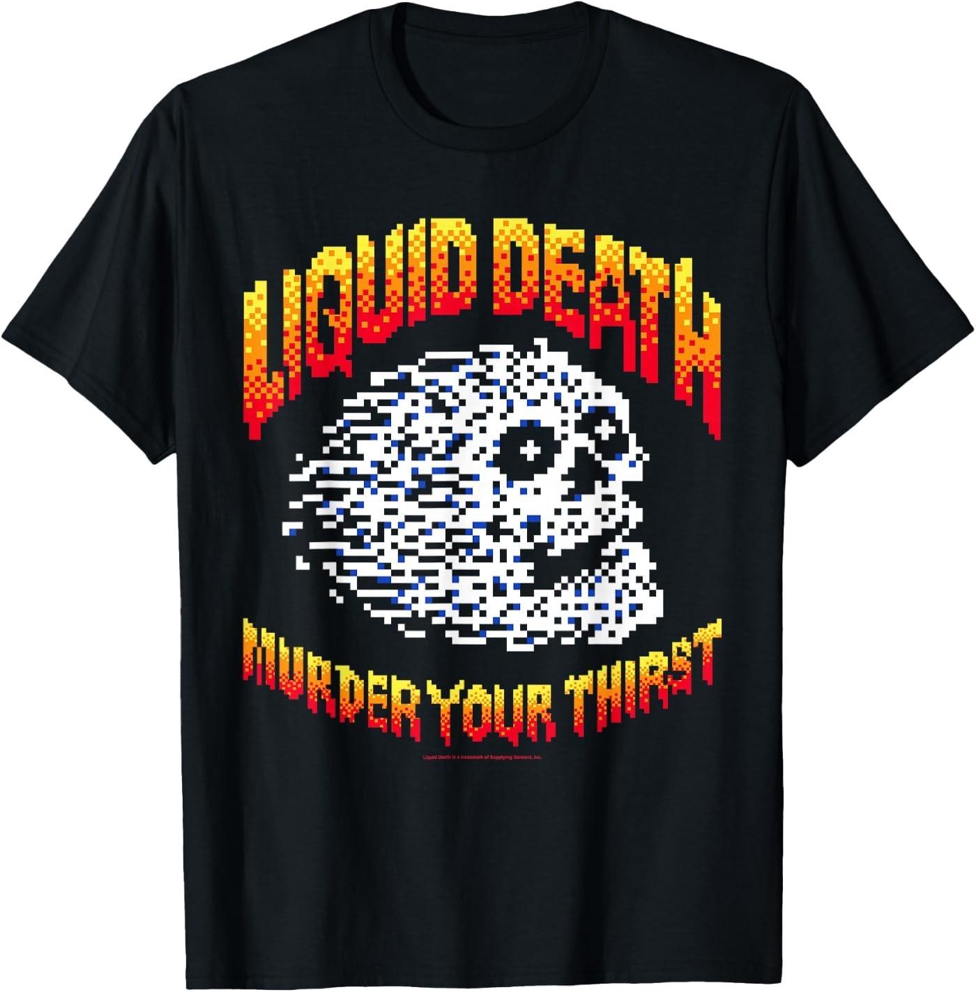Liquid Death Pixelated Murder Your Thirst Skull Metal Water T- Unisex T-Shirt XXXL
