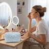 High Quality Fuzzy Makeup Bag Leopard Print Portable Toiletry Organizer Large Capacity Cosmetic Bag Girls