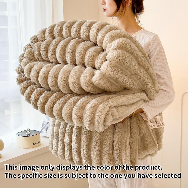 Light luxury Multifunctional Solid Color Rabbit Velvet Blanket Winter Thick Warm Flannel Used For Bedroom Living Room Blanket