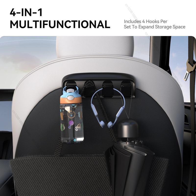 For Tesla Model 3 Y Highland Juniper -2025 Foldable Car Seat Hooks 4 In 1 Hidden Car Seat Back Hanger Car Interior