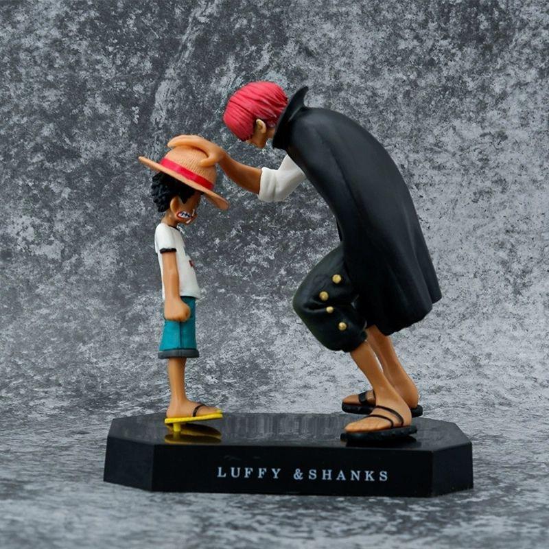 One Piece Anime Characters Red Headed Shanks and Luffy Set Figurines - Anime Character Collection Desktop Car Decoration Gift Height 15cm