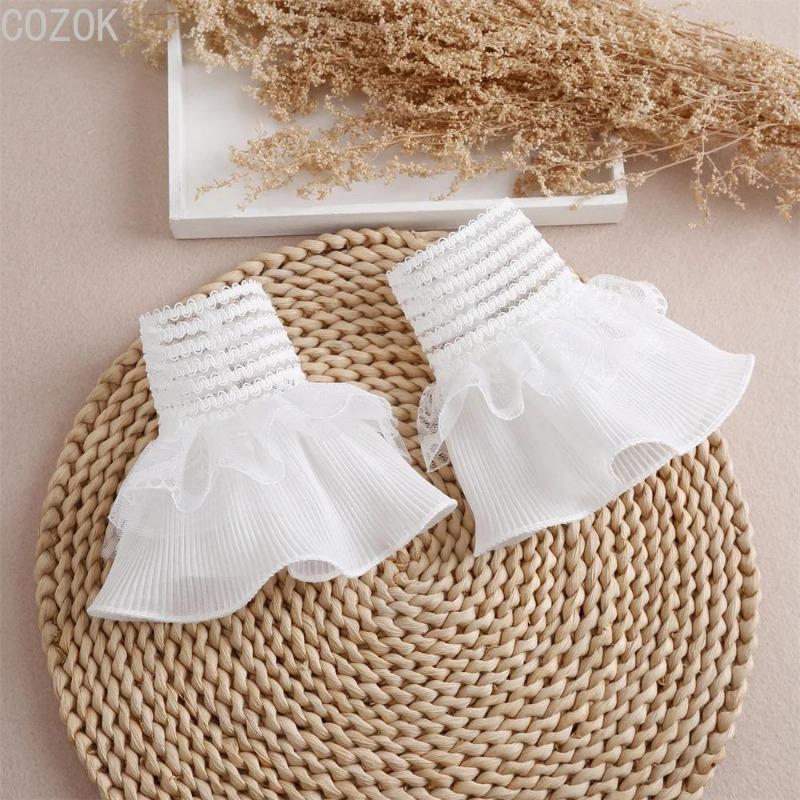 DIY Abnehmbare Manschetten Manschettenverlängerung Stickerei Spitze Gänseblümchen Falsche Ärmel Elastisch Wildes Handgelenk Plissiertes Organ Lolita Falsche Ärmel