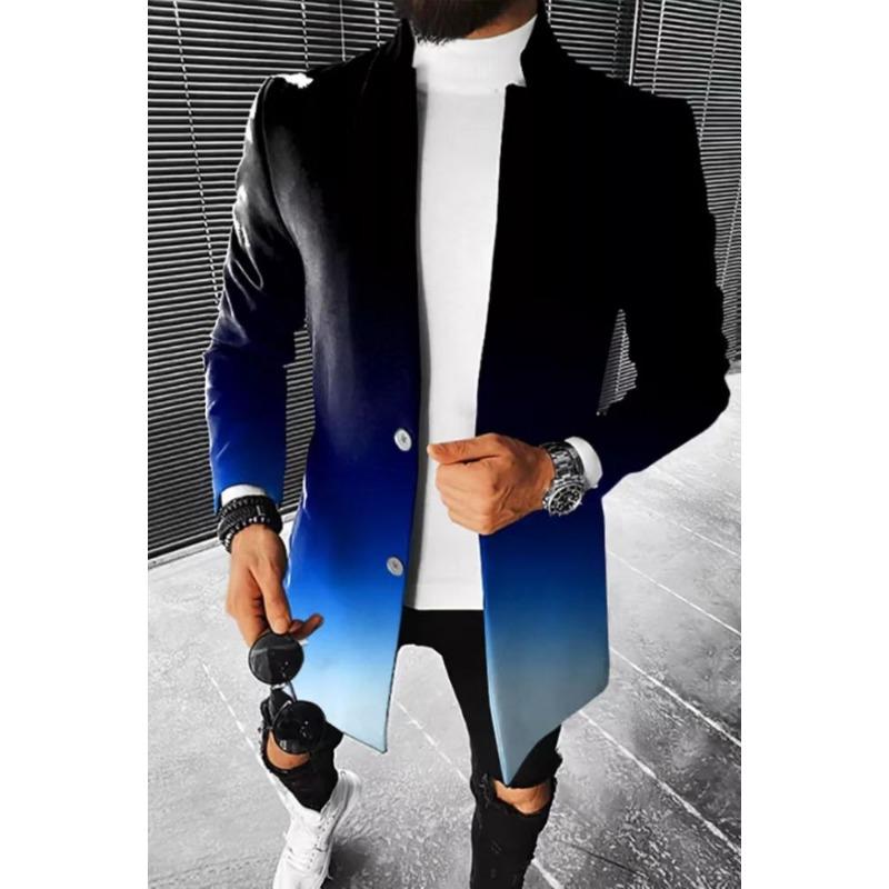 Automne Hiver Mode Homme Décontracté Affaires Laine Dégradé Manteau Mi-long Tenue Hombre Élégant