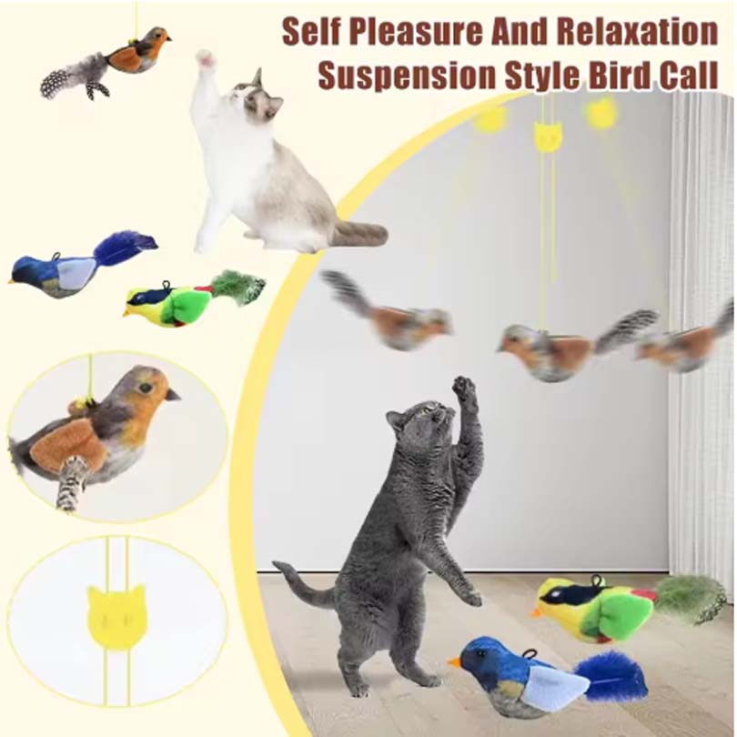 New Simulated Bird Cat Toy Interactive Cat Toys Flapping Vivid Bird Chirp Tweet Exercise Toys