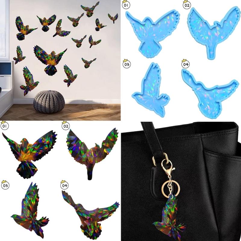Shiny Glossy Silicone Eagle Holographic Molds Light Shadow Pendant Mold DIY Ornaments Jewelry Epoxy Crafting Mold