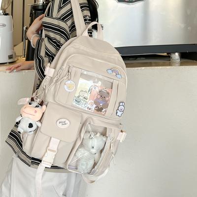 Large Capacity Student School Bag Women's Solid Color Backpack Junior High School Student Backpack