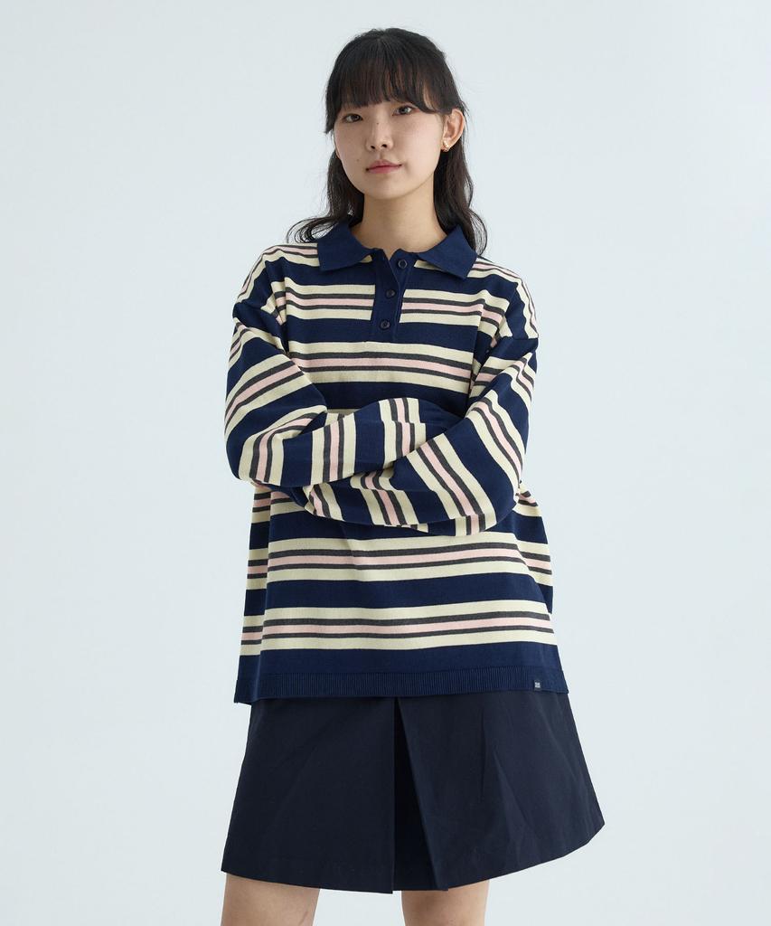 CGP (Women) Striped Collar Knit - Dark Navy
