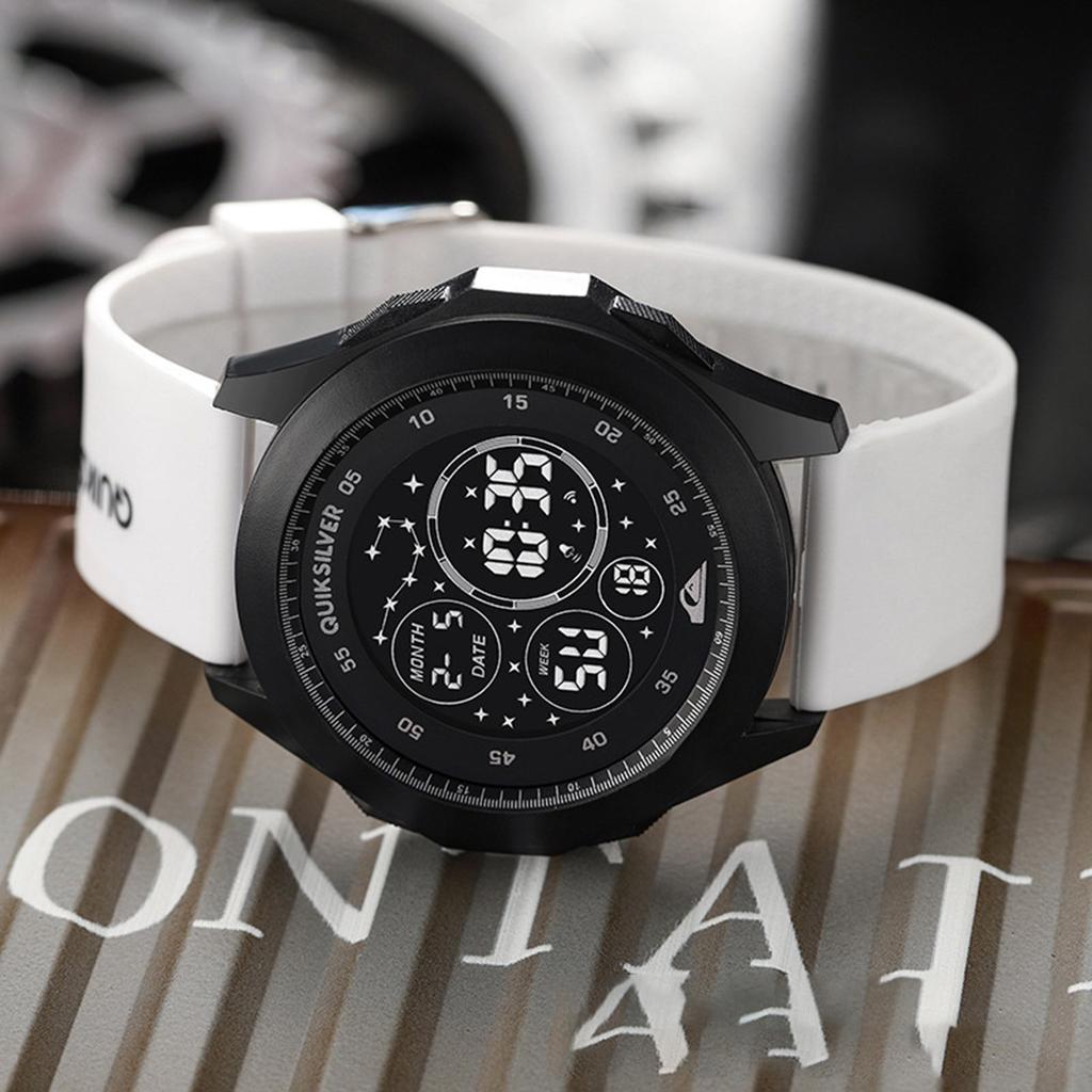 Essentials Men's Digital Watch Shockproof Round Dial 50m Waterproof Light-up Wristwatch for Time Organizing & Meeting