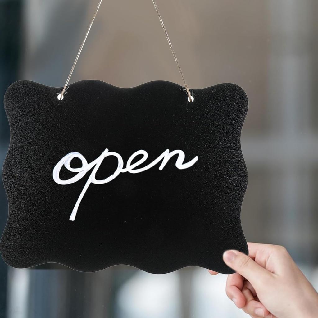 2 PCS Double Sided Hanging Chalkboard Signs, 8x10 Inch Small Wooden Erasable Memo Message Board, Vintage Chalk Board Sign with Hanging String for