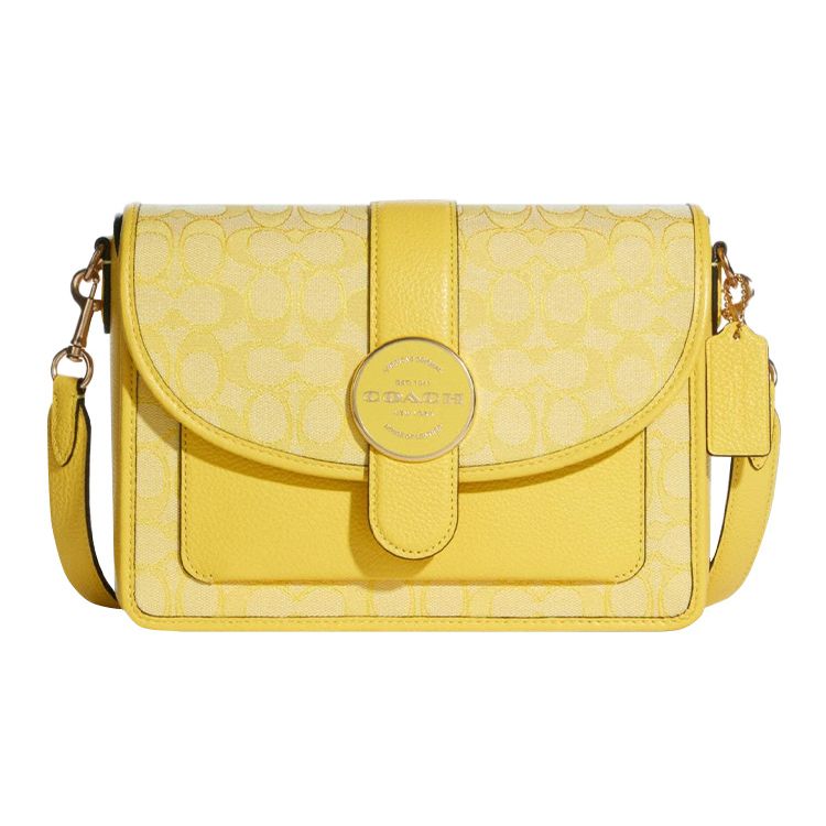 

Coach Lonnie 25 Chambray Light Color Floral Print Fabric And Leather Shoulder Crossbody Bag Medium Women bags Yellow C8307-IMS9V Gift Box Set (Basic Set+Black Box)
