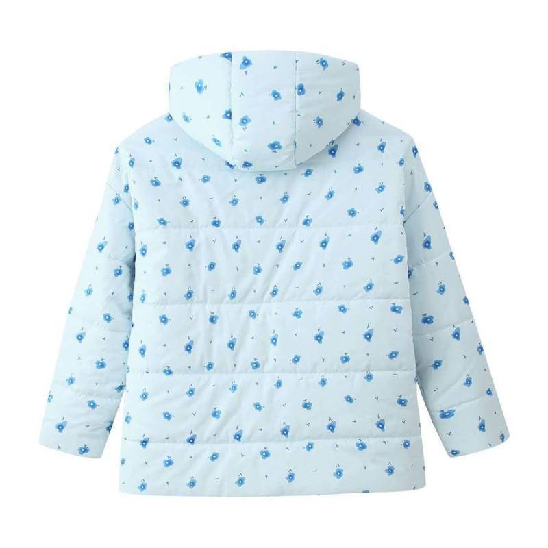ZA Womens Winter Loose Fit Floral Print Hooded Padded Coat