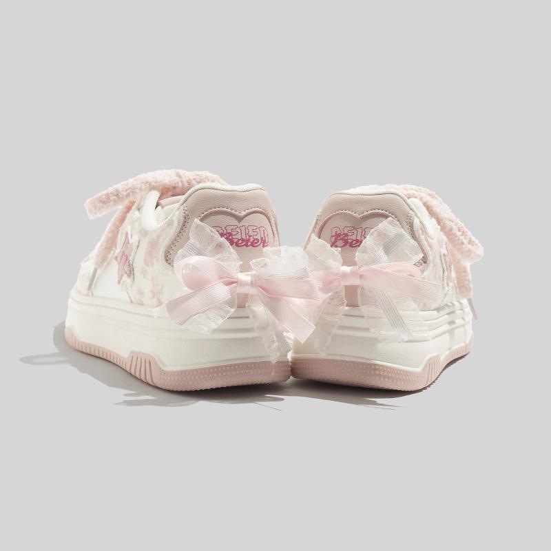 Stilvolle Damen-Sneaker Weiß Low-Top: Vielseitige Frühlingsmode mit dicken Sohlen