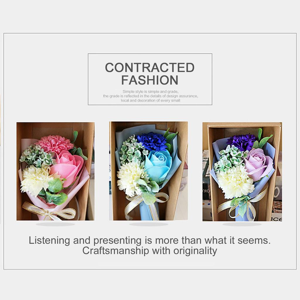 Dárková krabička ke Dni matek 3 růže Mýdlo Květ Karafiát Parta