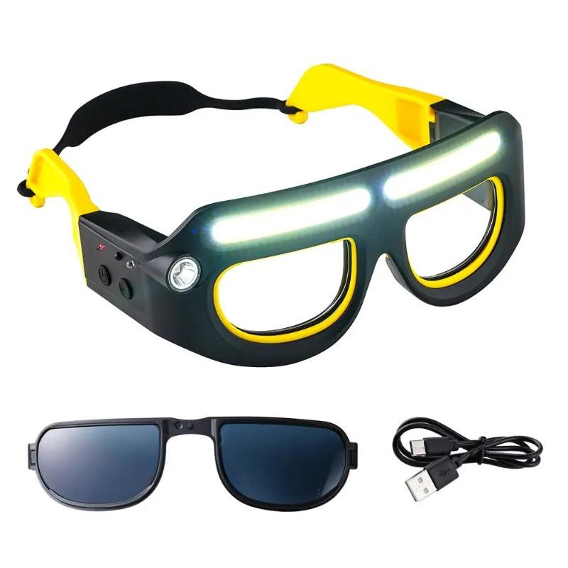 LED Glasses Rechargeable Headlight Glasses With Motion Sensor And Touch Control 5 Modes Lighted Glasses For Fishing Cycling
