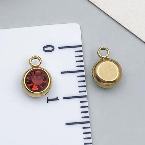 12pcs Mix Birthday Pendant Round Stainless Steel Rhinestone Charms For Jewelry Making Supplies DIY Necklace Bracelets Materials