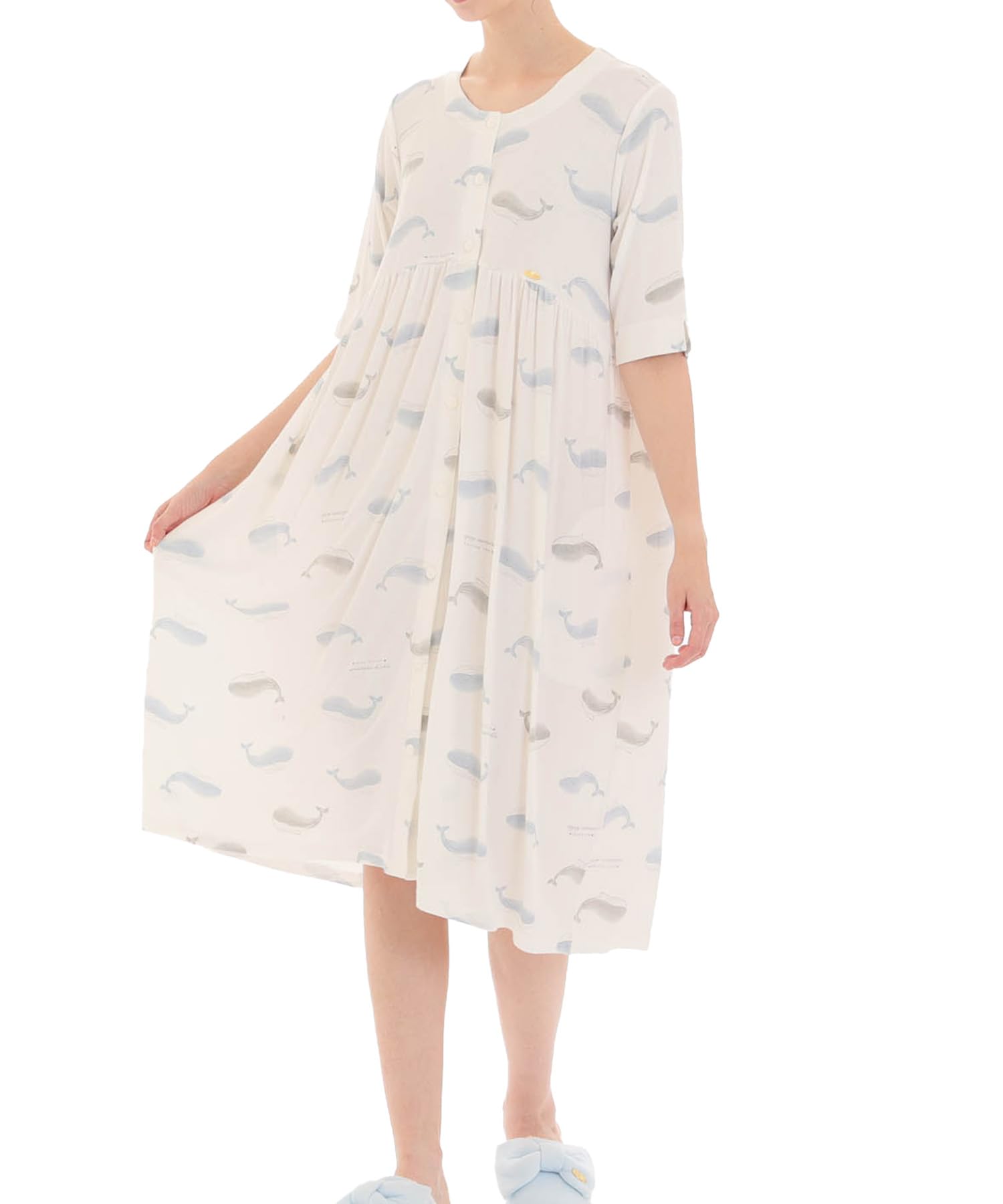 

Cool Touch Rib Knit Whale FreeSize [Narue] Ночная рубашка, платье, женская, белая, белый