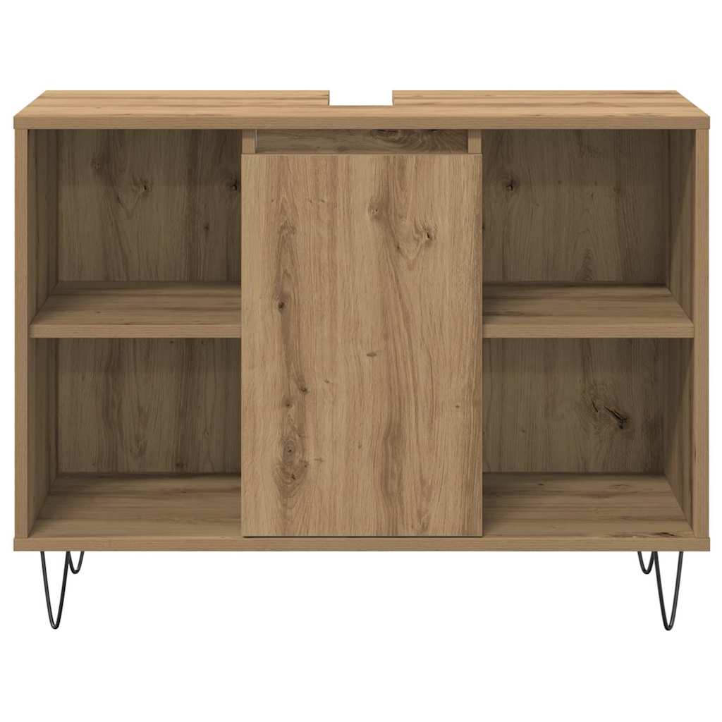 Bathroom Furniture Set with Shelf 3 Pcs Artisan Oak Wood Based Material