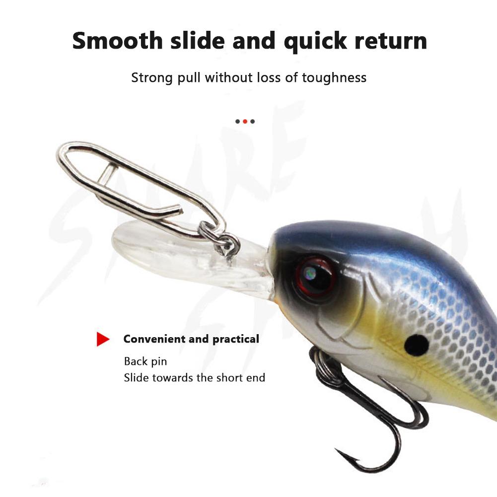 100PCS Fishing Power Speed Clips High Strength Stainless Steel Speed Clip Crankbait