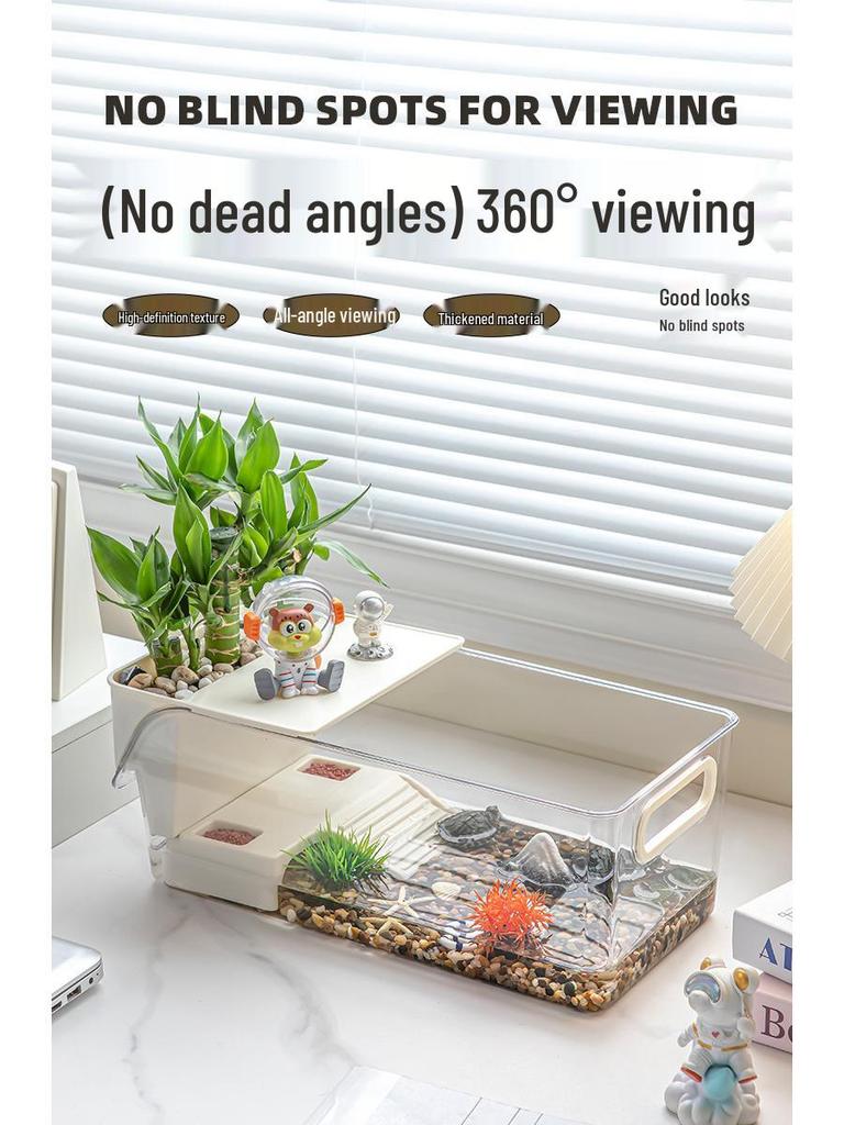 Compact Turtle Breeding Tank for Home and Office with Eco Landscaping and Basking Features