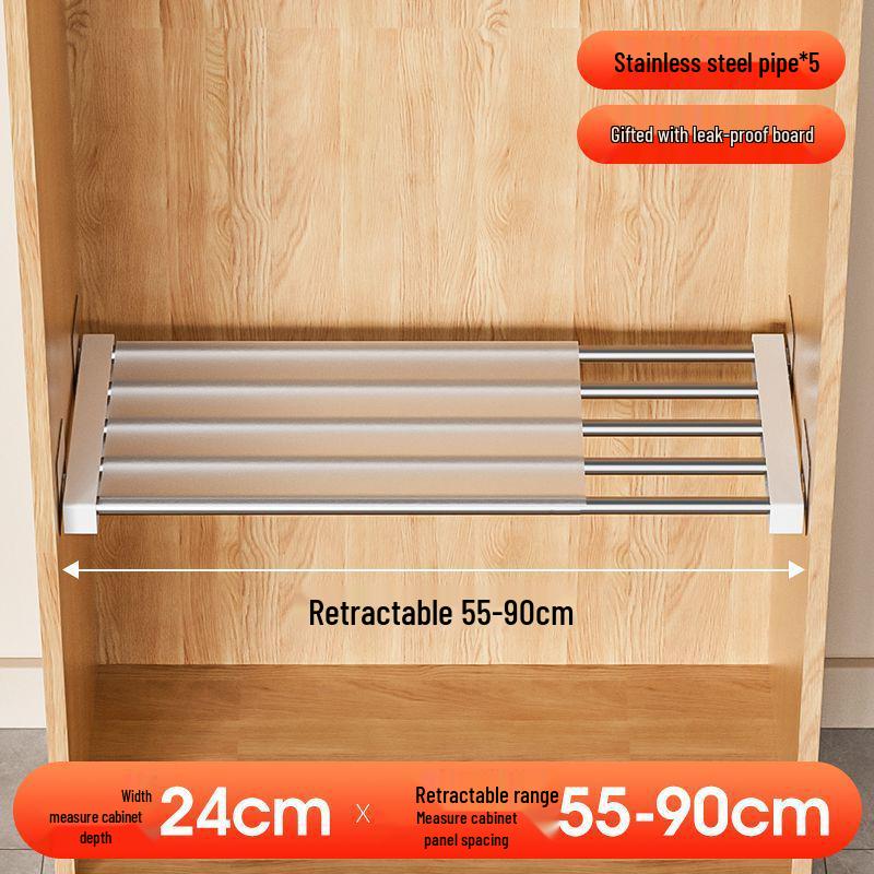Multi-Layer Divider Cabinet & Telescopic Shoe Rack with Stainless Steel Sink Shelf