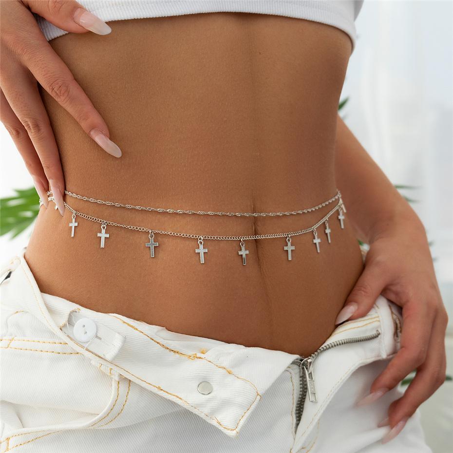 

Ingemark Vintage Cross Jesus Pendant Waist Belly Belt Chain for Women Summer Beach Bikinis Sexy Body Chain Festival Accessories