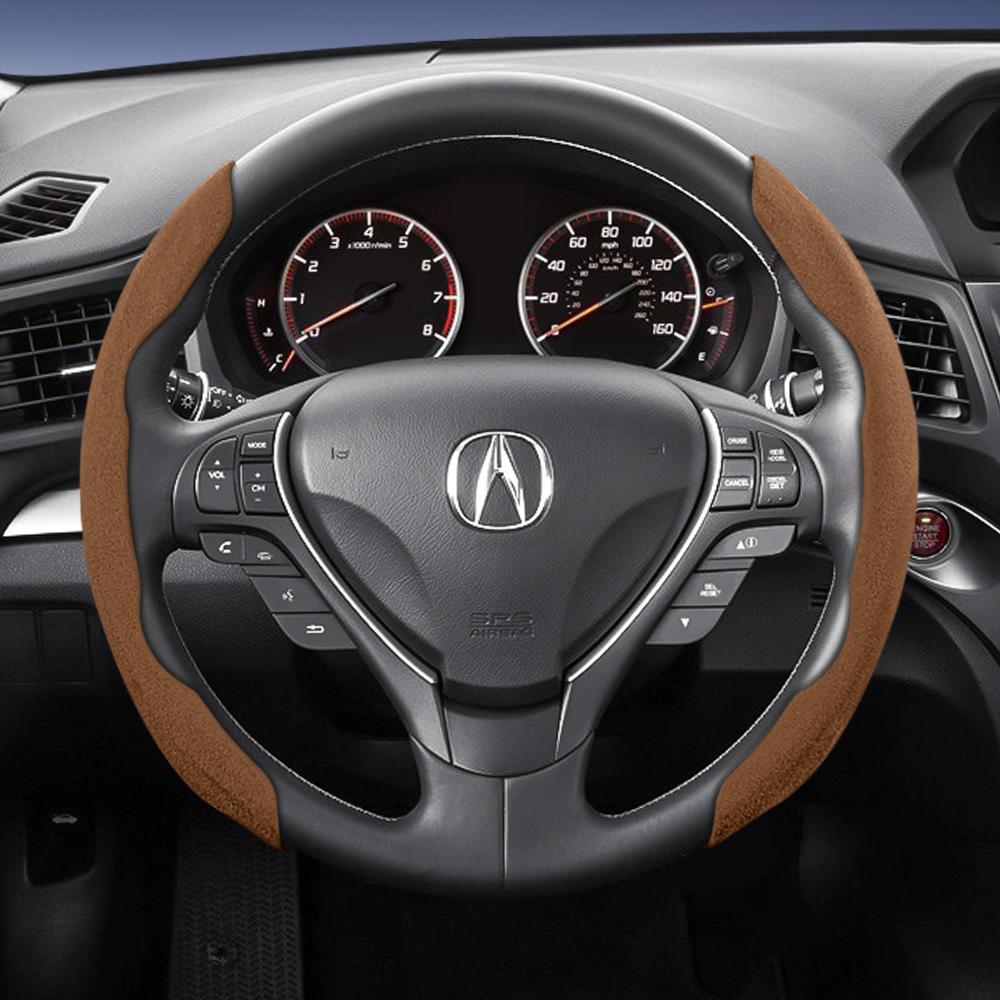 bpzsw1 Suitable for Acura Sports Suede Steering Wheel Cover, Split Snap-On Style, Non-Slip and Durable, for Models Like Mdx, Rdx, Integra, Zdx, Adx,
